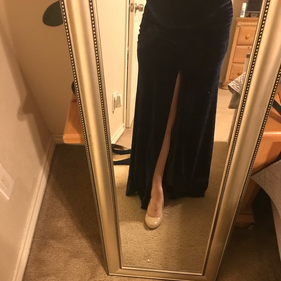 Lulus Blue Large Velvet Maxi Dress 💙 - Picture 4 of 6